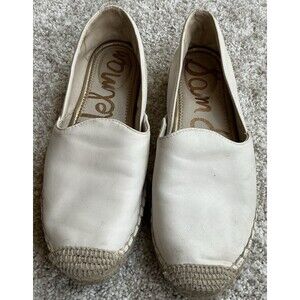 Sam Edelman Women’s Khloe Espadrille Loafer Flats Shoes White Leather Sz 7